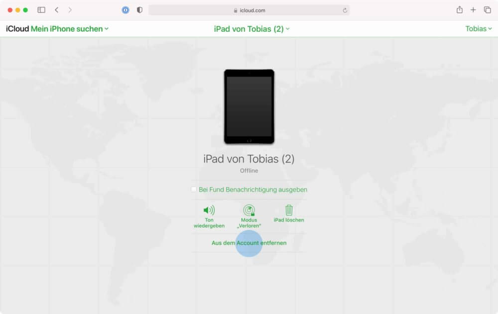 Ortungsfunktion abschalten über iCloud