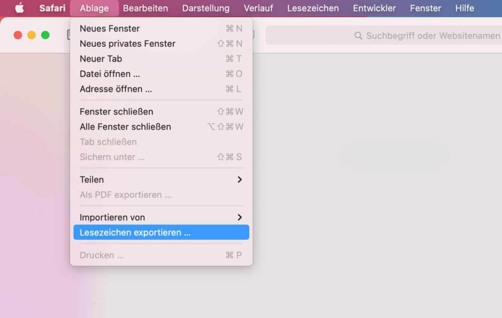 apple safari lesezeichen exportieren