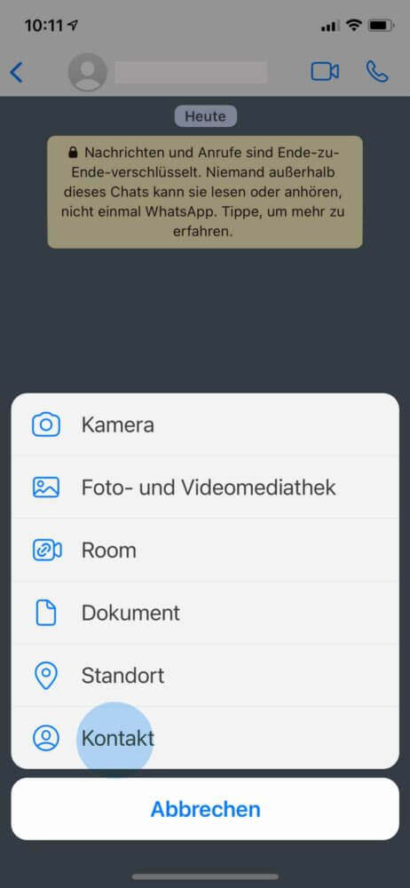 WhatsApp Kontakt weiterleiten