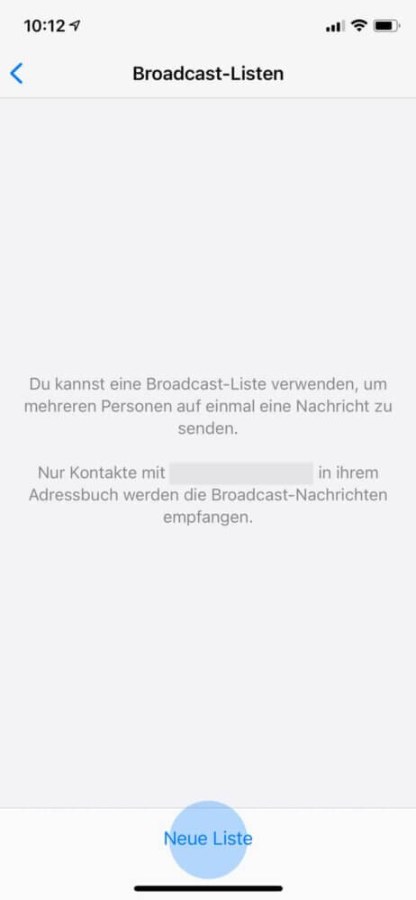 WhatsApp Kontakt weiterleiten über Broadcast Liste