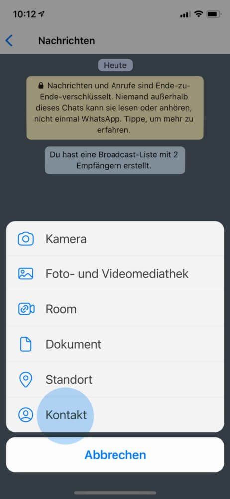 WhatsApp Kontakt weiterleiten