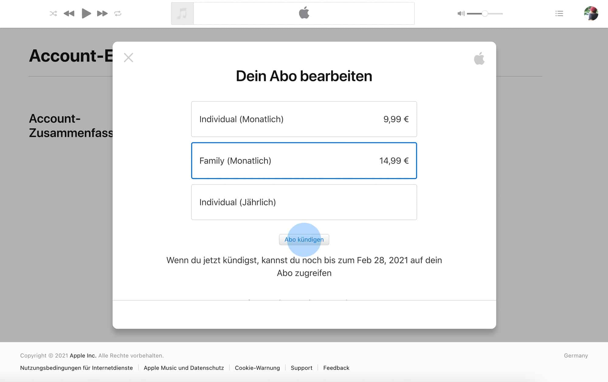 Apple Music kündigen im Web