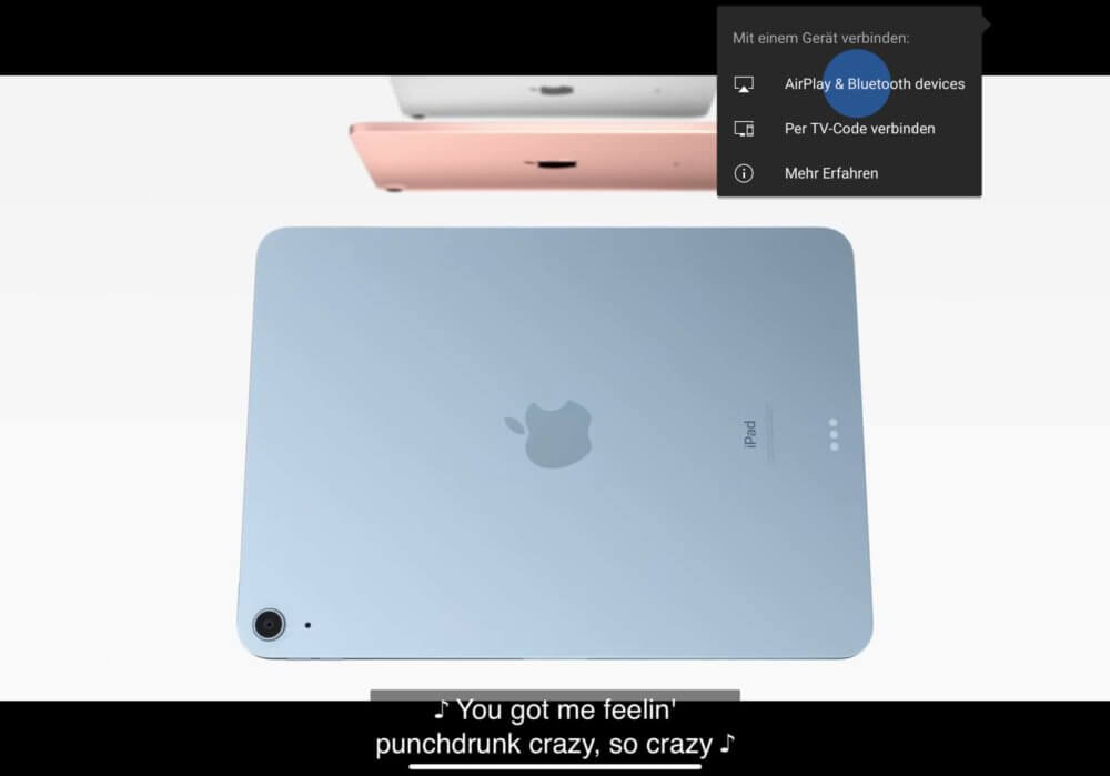 iPad mit Apple TV verbinden in YouTube