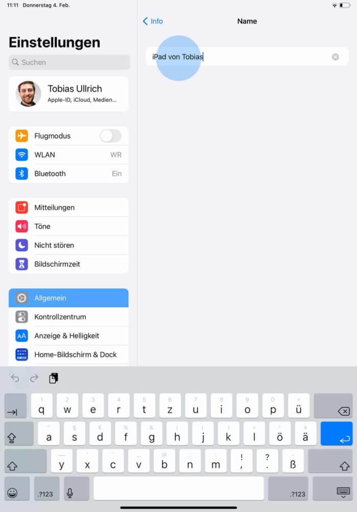 iPad Name ändern