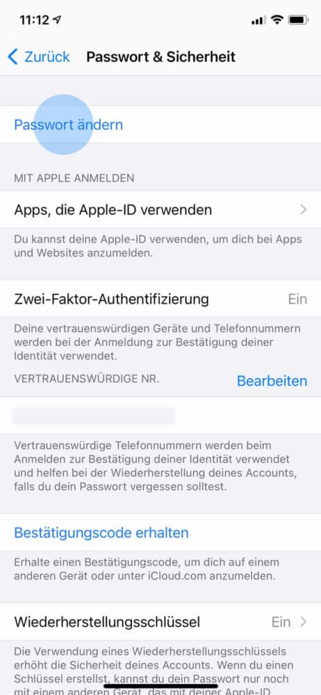 Apple ID Passwort ändern