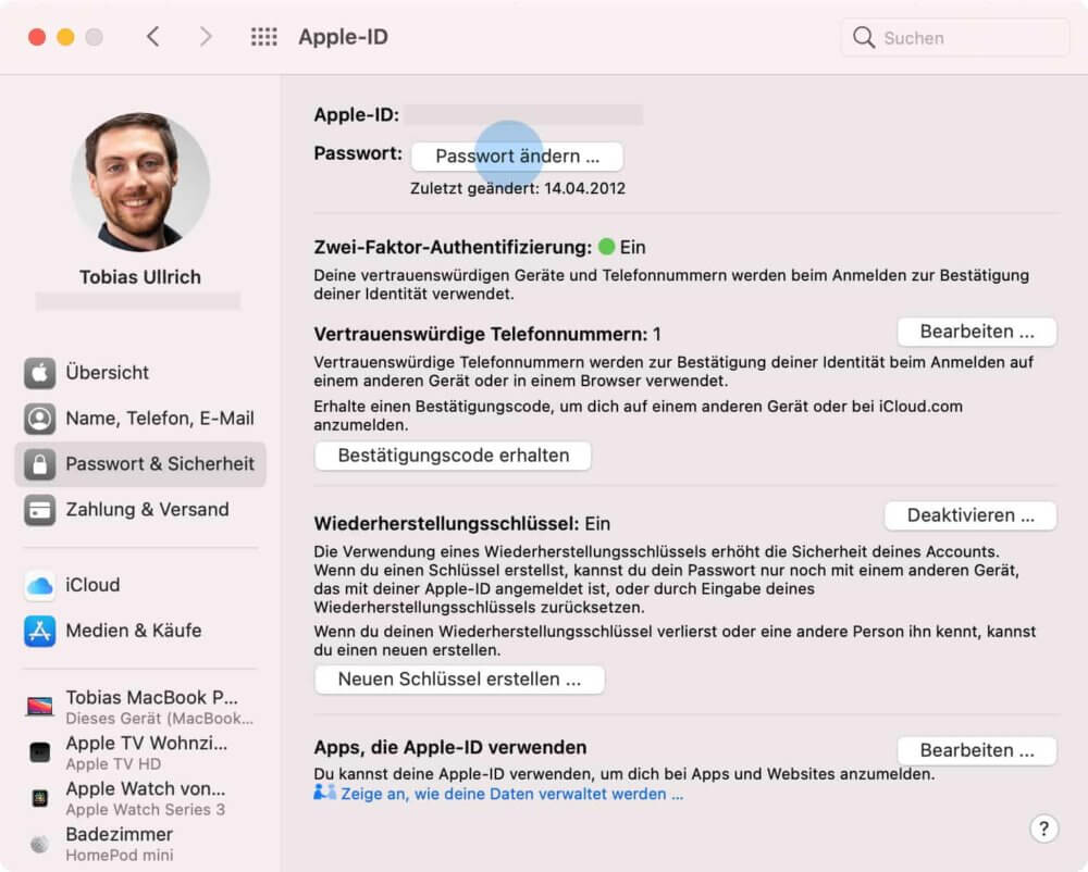 Apple ID Passwort ändern