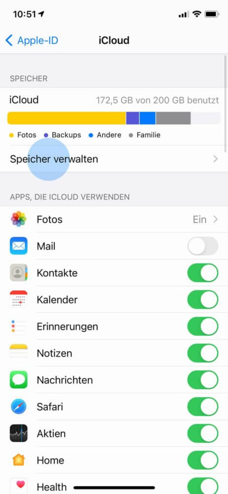 iCloud Speicher verwalten