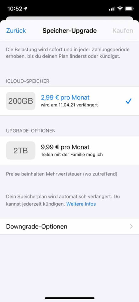 iCloud Speicher kaufen