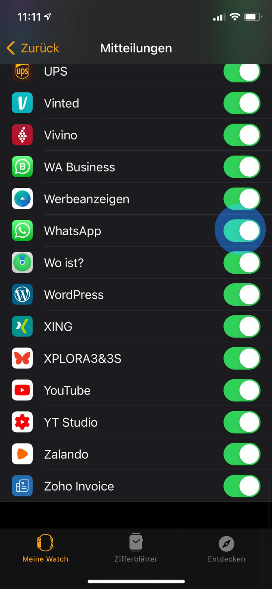 WhatsApp auf Apple Watch aktivieren