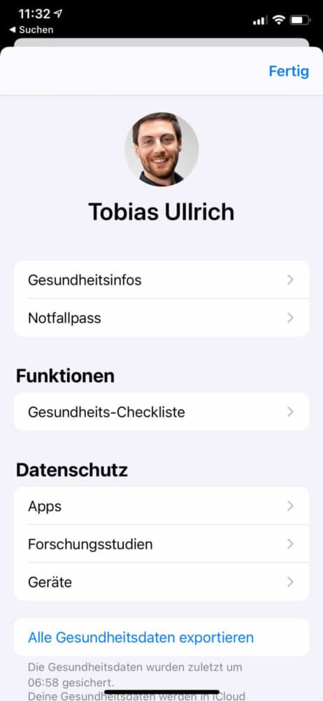 Apple Watch Notfallpass bearbeiten