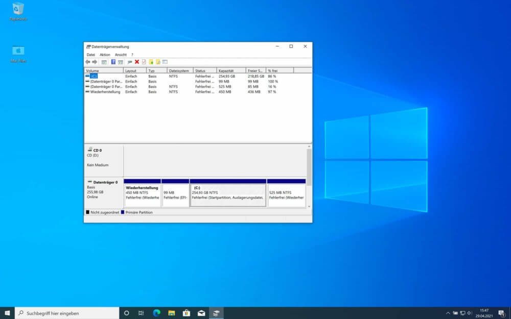 Festplatte formatieren Windows 10 mit Datenträgerverwaltung