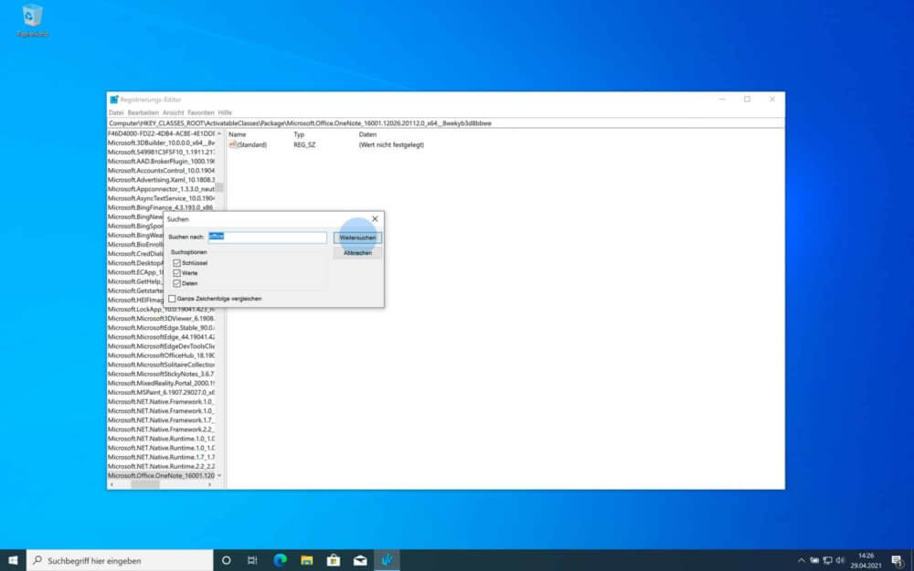 Programme deinstallieren Windows 10 über Registry