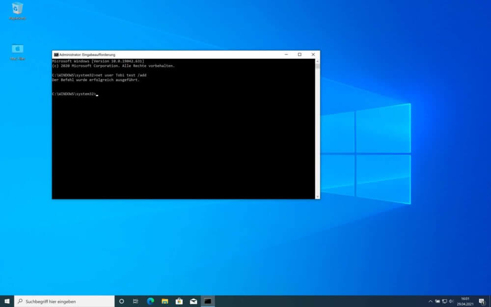 Windows Konto hinzufügen per CMD
