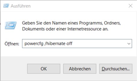 Windows 10 Schnellstart deaktivieren über CMD