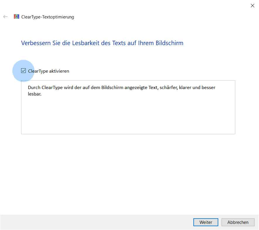 Cleartype aktivieren