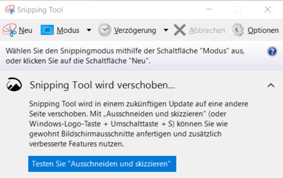 Das Snipping Tool benutzen