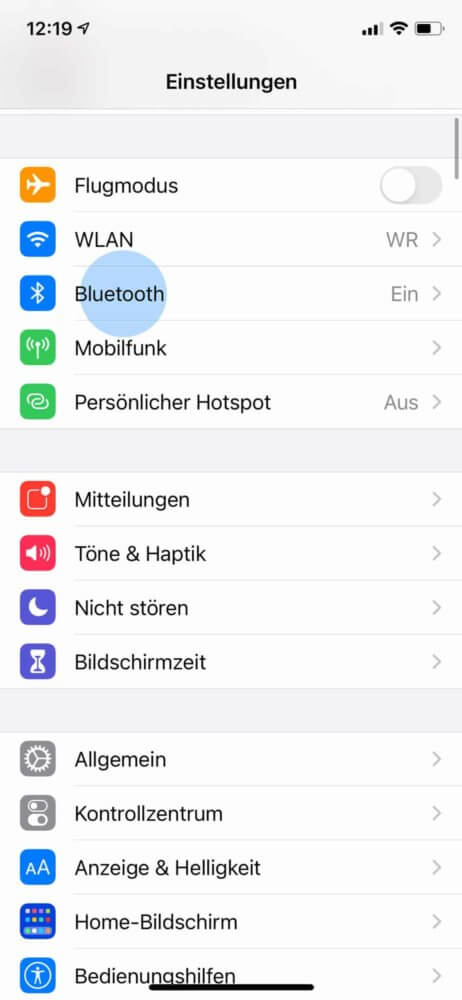 Bluetooth-Einstellungen am iPhone öffnen