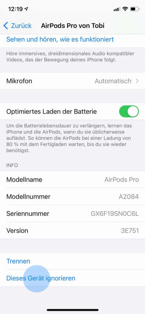 AirPods Pro entkoppeln