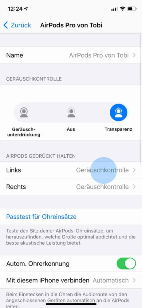 Bedienung der AirPods anpassen