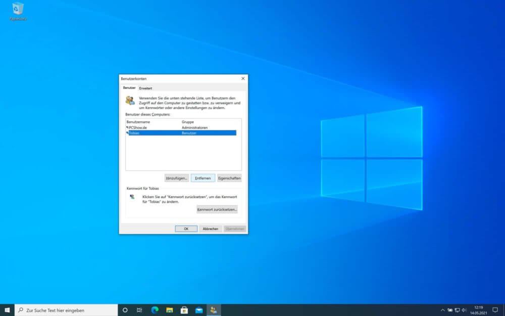 Windows 10 Benutzer löschen