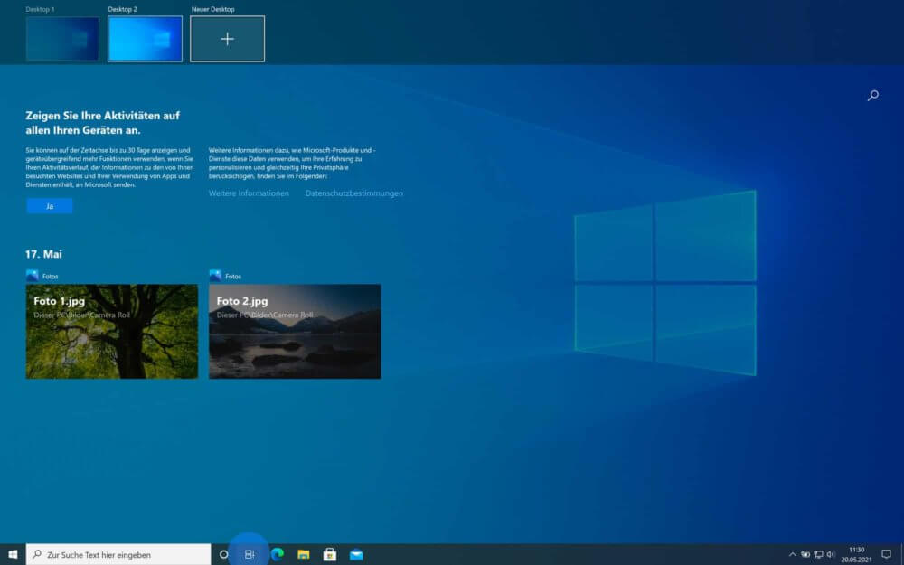 Windows 10 Desktop wechseln