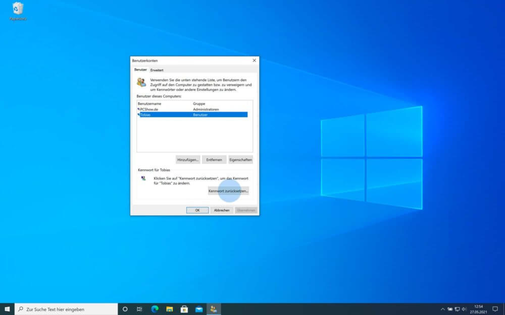 Windows 10 Kennwort vergessen Funktion nutzen