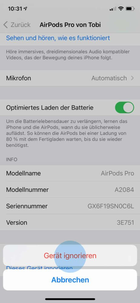 AirPods entkoppeln