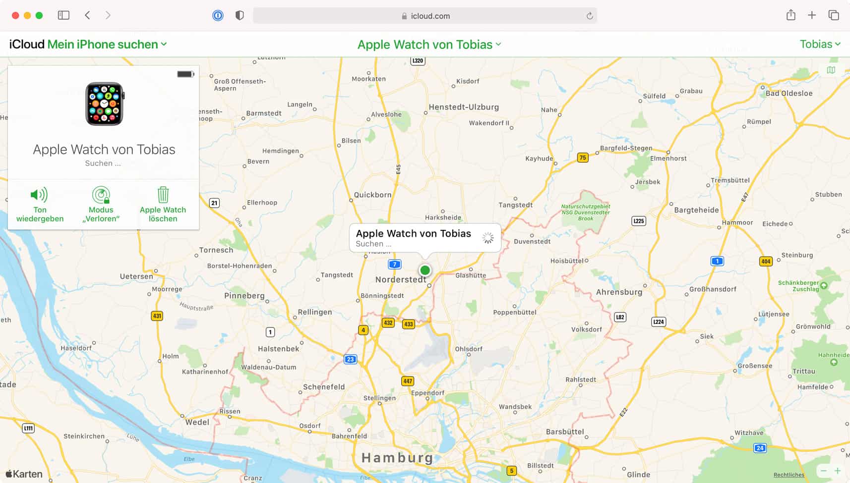 Apple Watch suchen mit iCloud