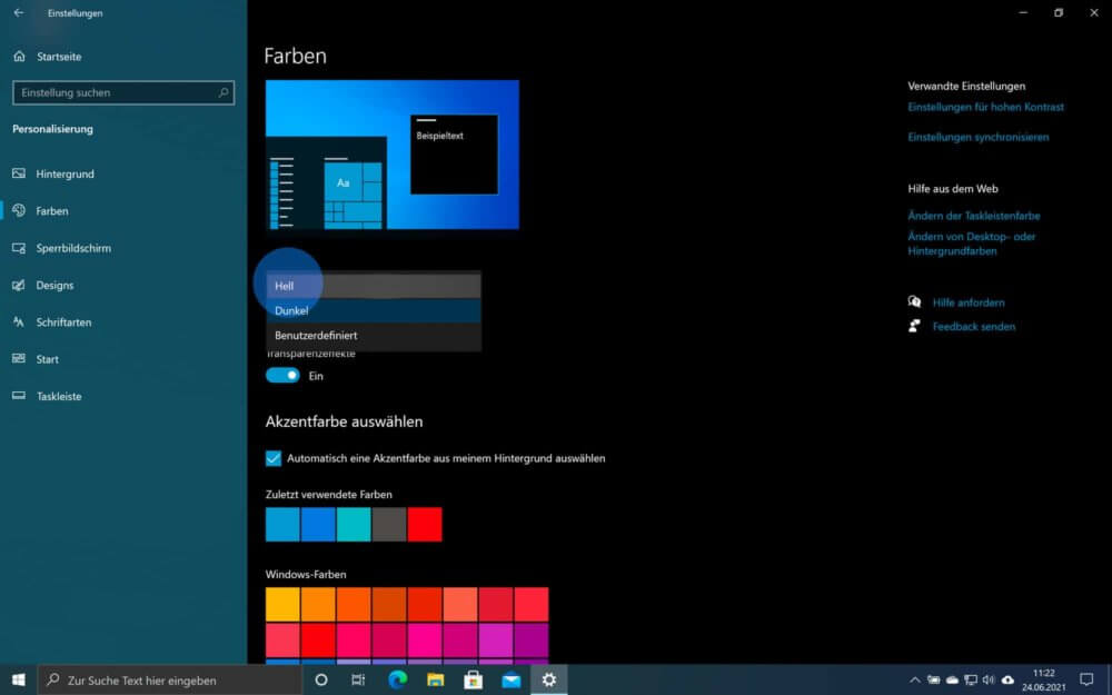 Windows 10 Dark Mode wieder abschalten