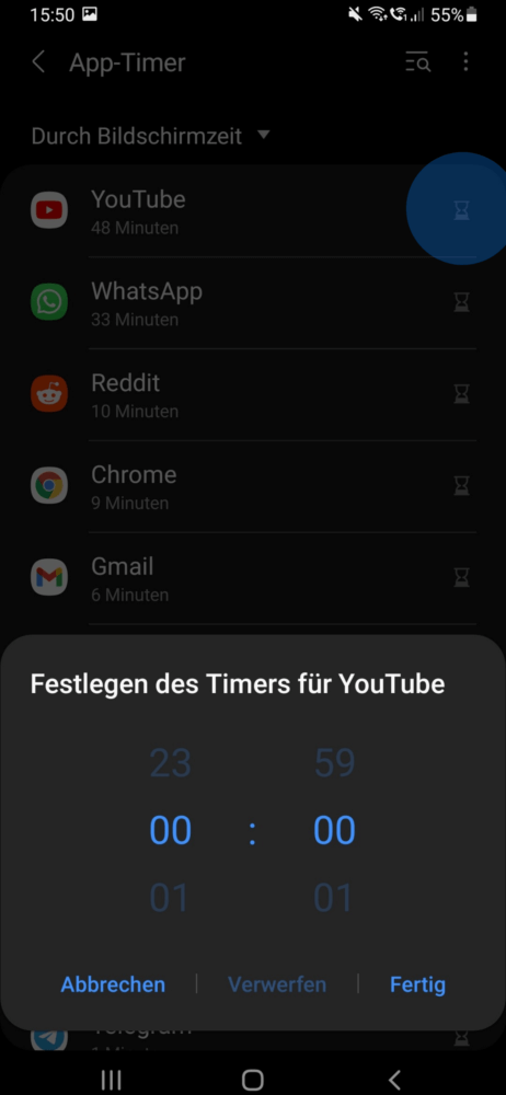 So lässt du dir die Zeit anzeigen die du am Handy verbringst