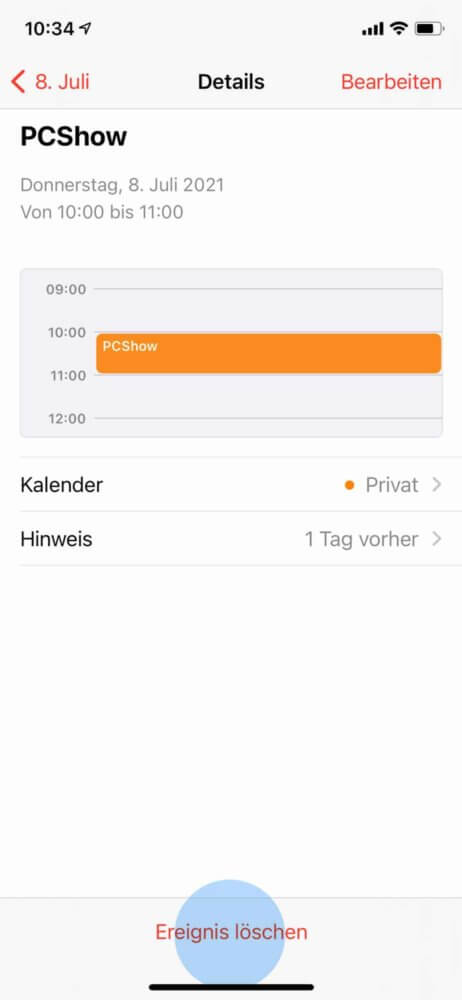 Kalendereintrag löschen