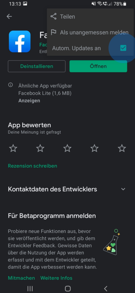 Apps automatisch aktualisieren Android