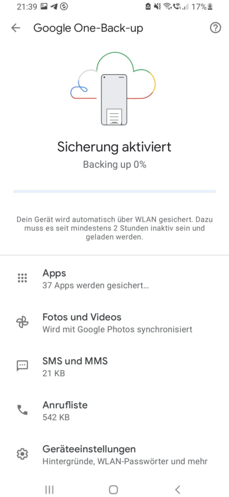 Sicherung auf deinem Handy erstellen