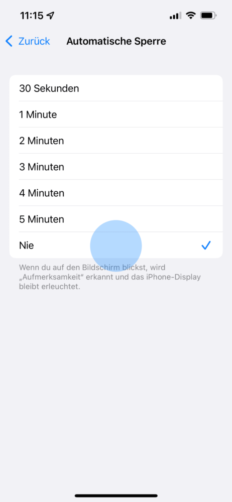 Beim Apple Handy den Bildschirm sperren