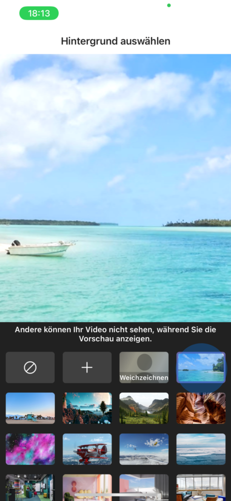 Im Videocall am Handy Background wechseln