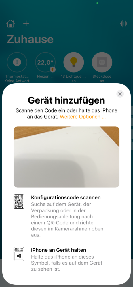 Erste Schritte zum einrichten des HomeKit von Apple