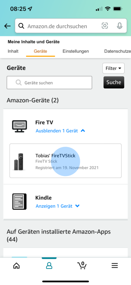 Durch Amazon App Fire TV Stick zurücksetzen