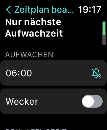 Schlafanalyse auf der Apple Watch öffnen