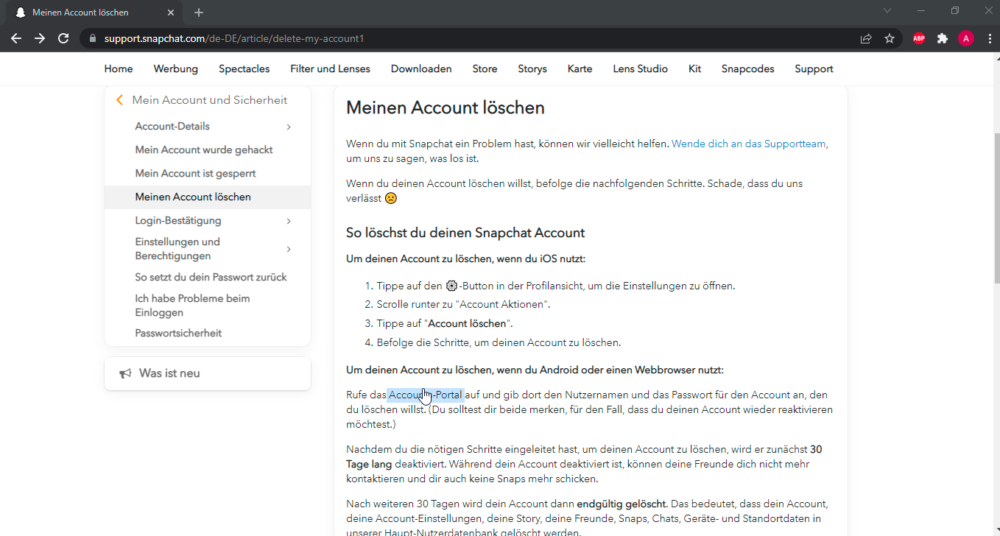 Snapchat Account löschen ohne Probleme