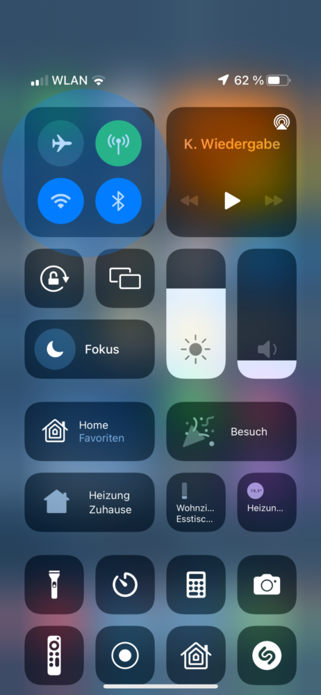 Kontrollzentrum am iPhone öffnen