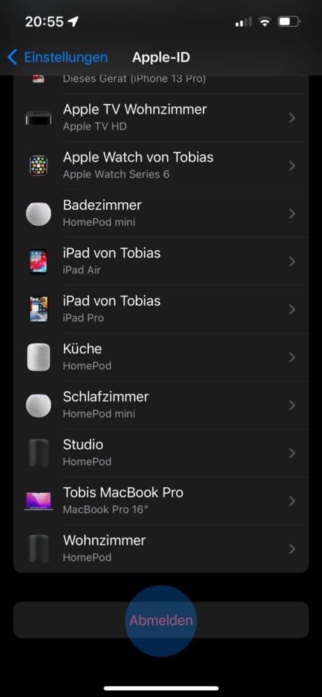 Am iPhone abmelden