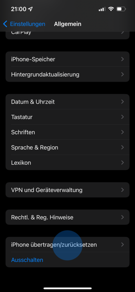 iPhone zurücksetzen