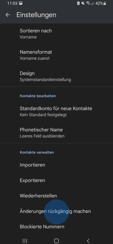 Gelöschte Kontakte wiederherstellen über die Google Konto App