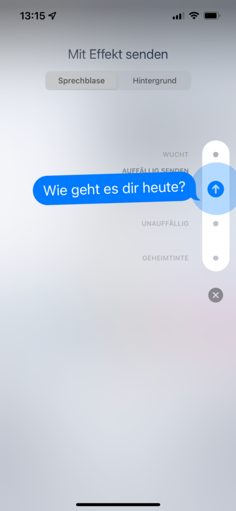 iMessenger Effekte für die Nachrichtenblase benutzen