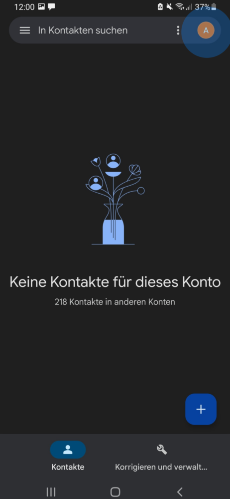 Über Kontakte neues Google Konto anmelden