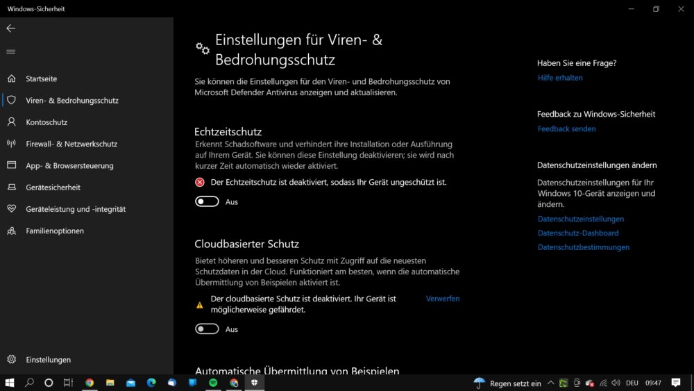 Am PC Windows 10 Defender deaktivieren