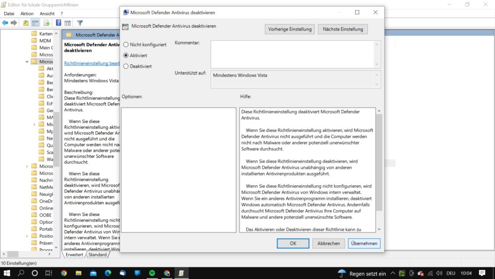 So kannst du den Windows 10 Defender deaktivieren