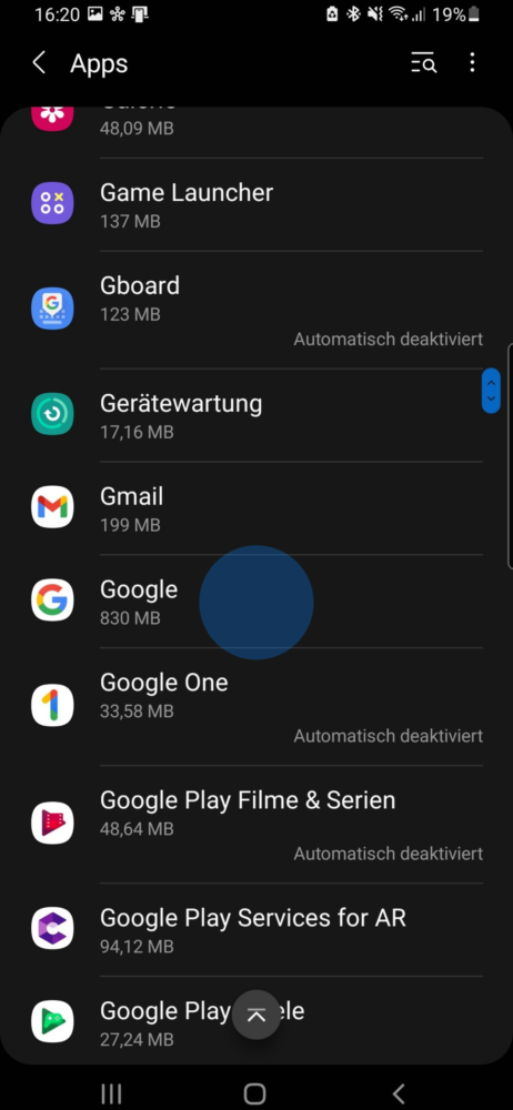 Google bleibt ständig stehen bei meinem Android Smartphone