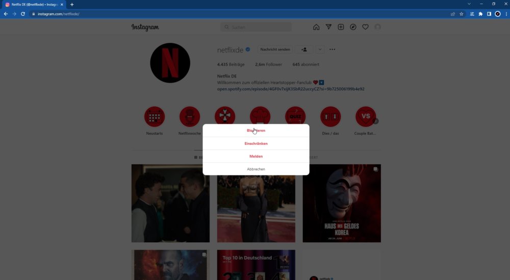 Kontakt blockieren Instagram