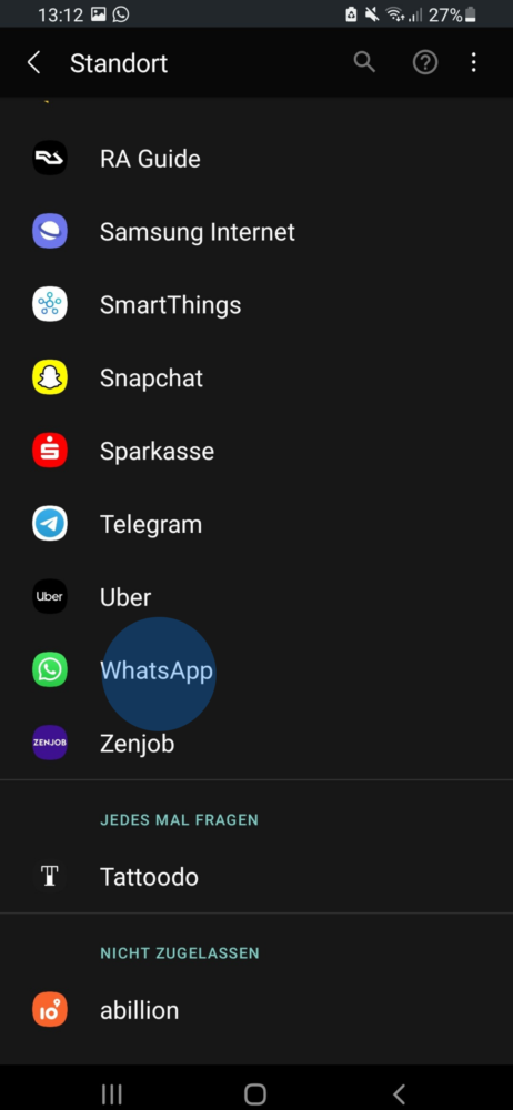 App Zugriff gewähren